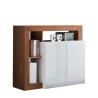 Madia woonkamer 108cm meubel 2 deuren glanzend wit hout Reva MR Aanbod