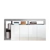 Mobiele woonkamerkast met 4 glanzend witte en grijze betonnen deuren Cadiz BC Aanbod