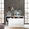 Mobiele woonkamerkast met 4 glanzend witte en grijze betonnen deuren Cadiz BC Kortingen