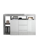 Witte glanzende Lavine BC woonkamer dressoir met 2 deuren en 3 lades in betonlook Aanbod