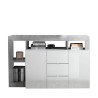 Witte glanzende Lavine BC woonkamer dressoir met 2 deuren en 3 lades in betonlook Aanbod