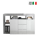 Witte glanzende Lavine BC woonkamer dressoir met 2 deuren en 3 lades in betonlook Verkoop