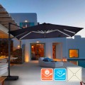 Zwarte zweefparasol 3x3 m met LED-verlichting op zonne-energie Waikiki Light Dark Aanbieding