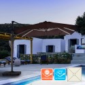 Zweefparasol 3x3 m bruin met solar LED-verlichting Waikiki Light Brown Aanbieding