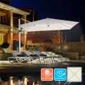 Zweefparasol 3x3 m met LED-licht op zonne-energie Waikiki Light White Aanbieding