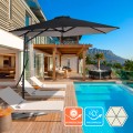 Zeshoekige zwarte stalen zweefparasol met UV-bescherming 3 meter Dorico Noir Aanbieding