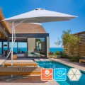 Zeshoekige witte stalen zweefparasol met UV-bescherming 3 meter Dorico Aanbieding