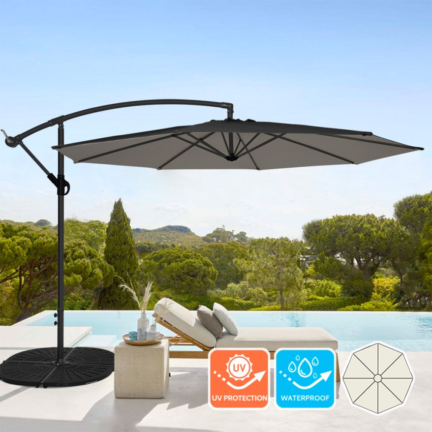 Achthoekige aluminium zweefparasol 3 meter Fan Noir Aanbieding Achthoekige aluminium zweefparasol 3 meter Fan Noir Aanbieding