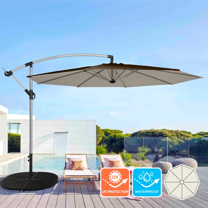 Achthoekige aluminium zweefparasol 3 meter Fan Brown Aanbieding Achthoekige aluminium zweefparasol 3 meter Fan Brown Aanbieding