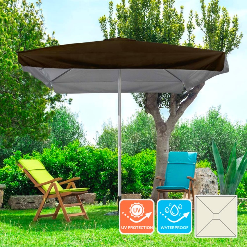 Vierkante aluminium parasol met centrale paal 3x3 meter Marte Brown Aanbieding Vierkante aluminium parasol met centrale paal 3x3 meter Marte Brown Aanbieding