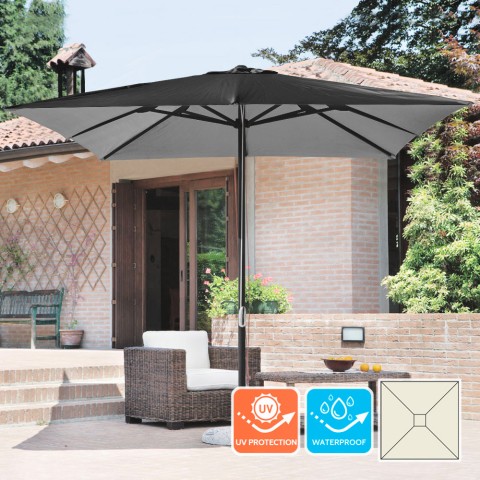 Marte Noir 3x3 square aluminium garden umbrella with central arm Aanbieding