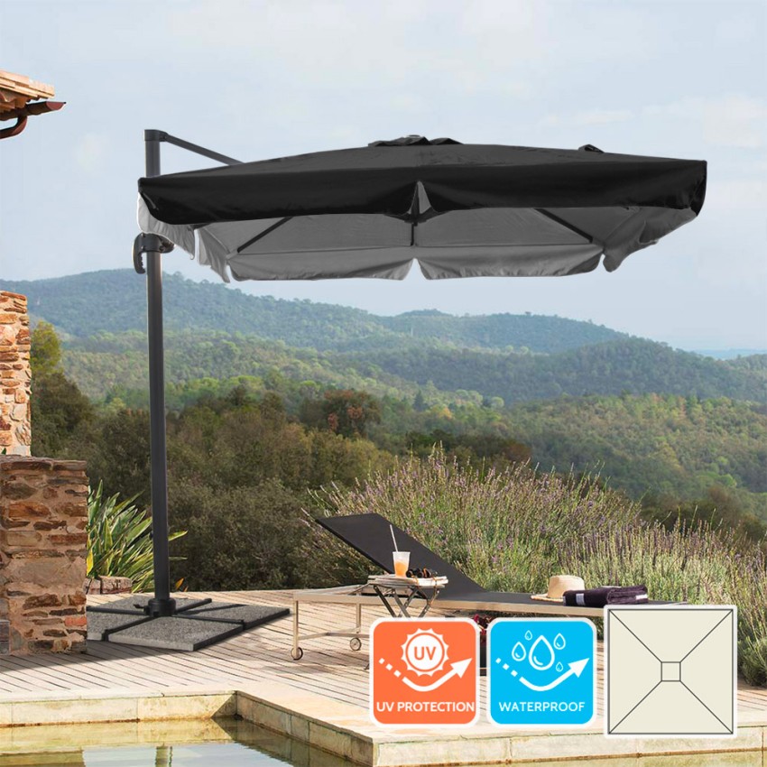 Vierkante aluminium zweefparasol 2,5x2,5 m Paradise Noir Aanbieding Vierkante aluminium zweefparasol 2,5x2,5 m Paradise Noir Aanbieding