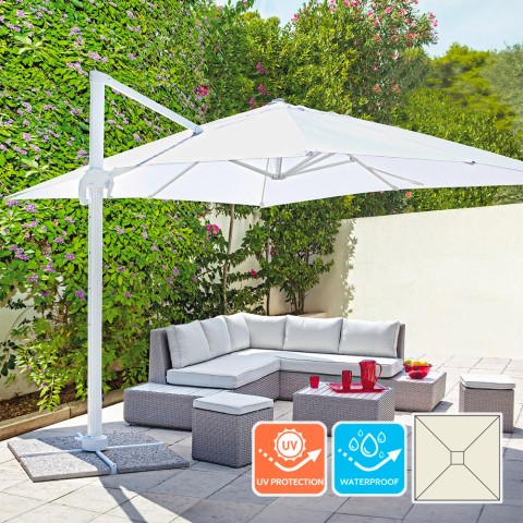 Garden adjustable side arm umbrella in aluminum 3x3m Paradise White Aanbieding