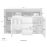 Moderne zwarte dressoir buffetkast met 2 deuren en 3 lades in hoogglans wit Lavine BX Korting