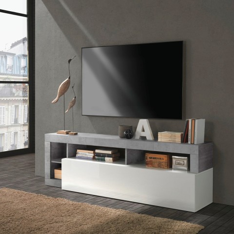 Dorian BC tv-meubel wit hoogglans grijs beton 184 cm Aanbieding