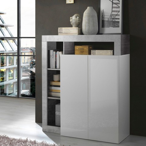 Hoge keukenkast woonkamer wit glanzend 2 deuren Blume BC Aanbieding