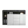 Moderne zwarte dressoir buffetkast met 2 deuren en 3 lades in hoogglans wit Lavine BX Aanbod