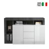 Moderne zwarte dressoir buffetkast met 2 deuren en 3 lades in hoogglans wit Lavine BX Verkoop