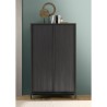 Kast dressoir modern ontwerp 2 deuren 4 vakken zwart hout Bogarde Steel Korting