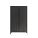 Kast dressoir modern ontwerp 2 deuren 4 vakken zwart hout Bogarde Steel Aanbod