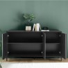 Moderne design dressoir 3 deuren buffet 156cm in zwart hout Cooper Steel Korting