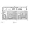Kast keuken woonkamer 4 deuren wit glanzend hout 184cm Cadiz BP Afmetingen
