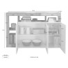 Moderne keukenbuffetkast 3 deuren wit hoogglans 146cm zwart Hailey BX Model