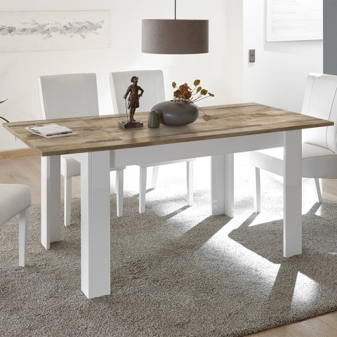 Uitschuifbare keukentafel in hoogglans wit hout 90x137-185cm Dyon Basic Aanbieding