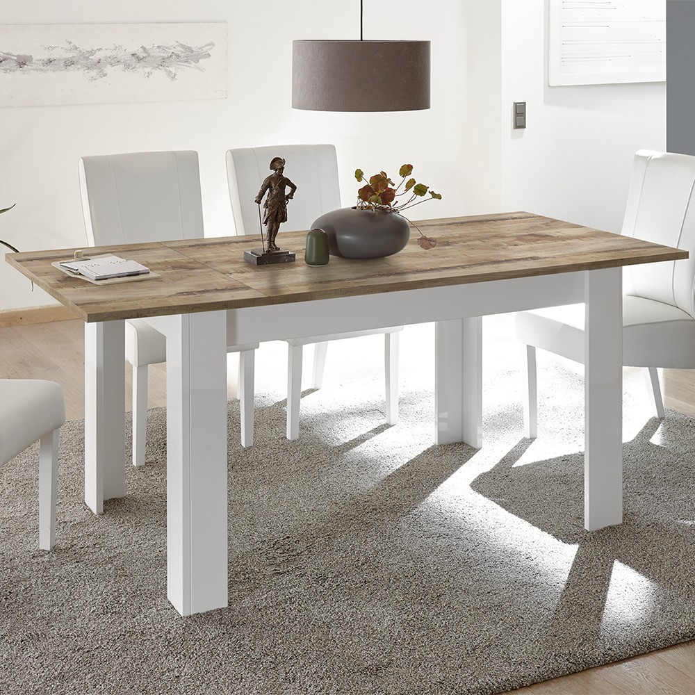 Uitbreidbare keukentafel wit glanzend hout 90x137-185cm Dyon Basic