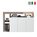 Moderne witte glanzende houten dressoir met 3 deuren 146cm Hailey BP Verkoop