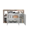 Moderne witte glanzende houten dressoir met 3 deuren 146cm Hailey BP Kortingen