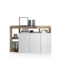Moderne witte glanzende houten dressoir met 3 deuren 146cm Hailey BP Korting