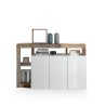 Moderne witte glanzende houten dressoir met 3 deuren 146cm Hailey BP Korting