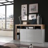 Moderne witte glanzende houten dressoir met 3 deuren 146cm Hailey BP Voorraad