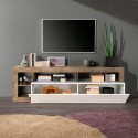 Woonkamer TV-meubel hout met klepdeurtje hoogglans wit Dorian BP Voorraad