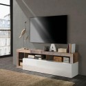 Mobiele woonkamer TV-meubel met houten omklapbare deuren en witte hoogglans afwerking Dorian BP Catalogus