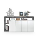 Moderne design dressoir woonkamer 4 deuren zwart glanzend wit Cadiz BX Korting