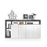 Moderne design dressoir woonkamer 4 deuren zwart glanzend wit Cadiz BX Korting