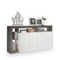 Moderne design dressoir woonkamer 4 deuren zwart glanzend wit Cadiz BX Kortingen