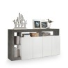 Moderne design dressoir woonkamer 4 deuren zwart glanzend wit Cadiz BX Kortingen