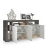 Moderne design dressoir woonkamer 4 deuren zwart glanzend wit Cadiz BX Voorraad