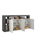 Moderne design dressoir woonkamer 4 deuren zwart glanzend wit Cadiz BX Keuze