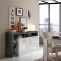 Woonkamer meubel modern design met 4 deuren hoogglans zwarte en witte afwerking Cadiz BX Model