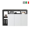 Moderne keukenbuffetkast 3 deuren wit hoogglans 146cm zwart Hailey BX Verkoop