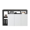 Moderne keukenbuffetkast 3 deuren wit hoogglans 146cm zwart Hailey BX Aanbod