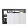 Credenza madia keukenkast met 3 glanzende witte deuren, modern, 146cm, zwart Hailey BX. Aanbod