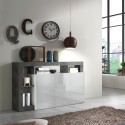 Moderne keukenbuffetkast 3 deuren wit hoogglans 146cm zwart Hailey BX Aanbieding