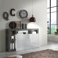 Moderne keukenbuffetkast 3 deuren wit hoogglans 146cm zwart Hailey BX Aanbieding
