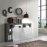 Moderne keukenbuffetkast 3 deuren wit hoogglans 146cm zwart Hailey BX Aanbieding