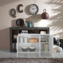 Moderne keukenbuffetkast 3 deuren wit hoogglans 146cm zwart Hailey BX Keuze